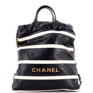 Chanel Medium 22 Chain Backpack Striped Shiny Calfskin
